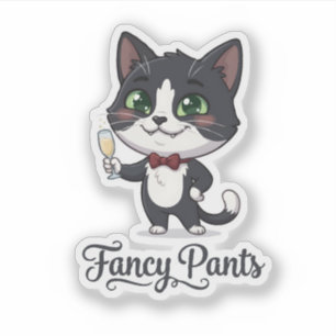 Fancy Pants Tuxedo Cat Cheers Sticker