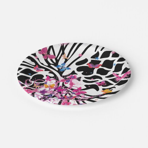 Fancy Party special cute black and white butterfly Paper Plates