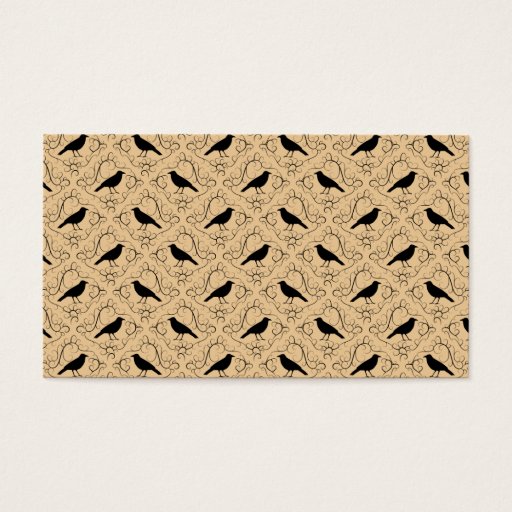 Customizable Fancy Pattern with Crows. Black and Beige. Business Card Template
