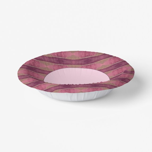 Fancy Patterned Pink Paper Bowls (Angled)