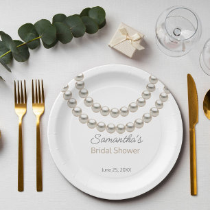Fancy Pearl necklace Bridal Shower Paper Plates
