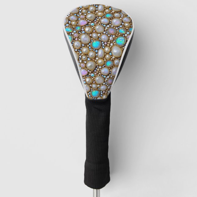 Fancy Pearl, Opal and Gems Golf Head Cover (Front)