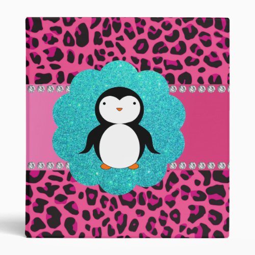 Fancy penguin pink leopard pattern binder