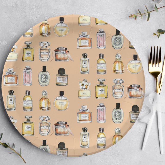 Fancy Perfume Bottles Pattern Paper Plates (Creator Uploaded)