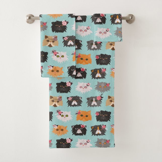 Fancy Persian Cats Bath Towel Set (Insitu)