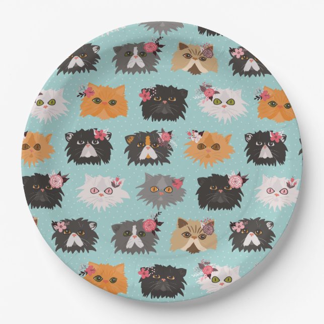 Fancy Persian Cats Paper Plates (Front)
