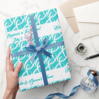 Fancy Personalized Bride, Groom Aqua Blue Wedding