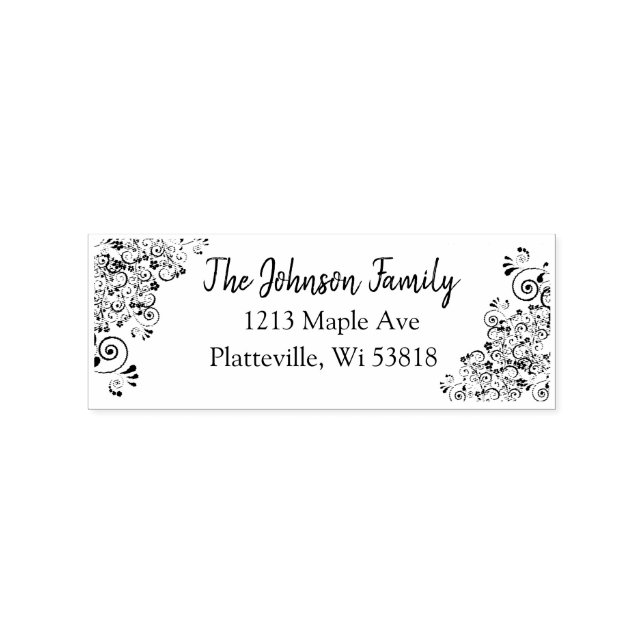Fancy Personalized Family Address Rubber Stamp (Imprint)