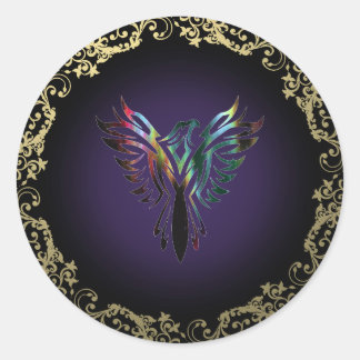 Fancy Phoenix Classic Round Sticker