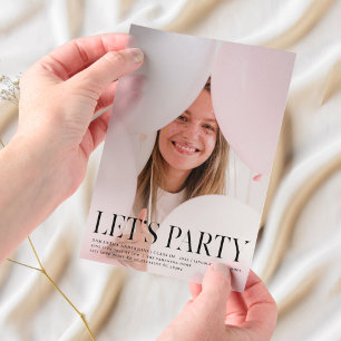 Fancy Photo Grad Invitation Let's Party