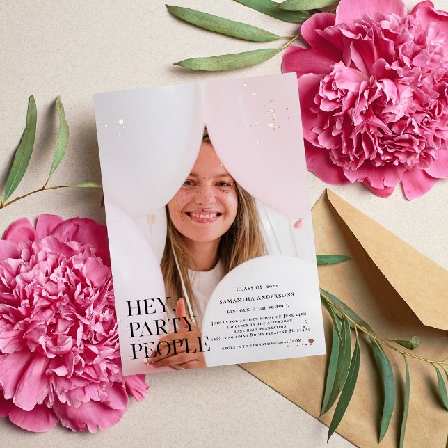 Fancy Photo | Grad | Rose Gold Real Foil Invitation (Creator Uploaded)