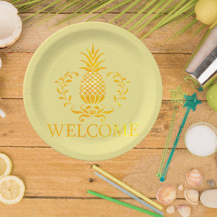 Fancy Pineapple Welcome Paper Plates
