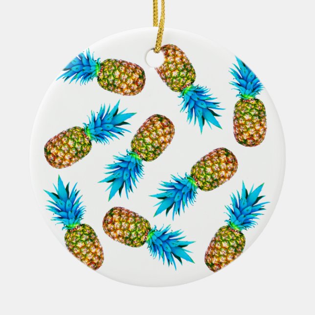 Fancy pineapples ceramic ornament (Front)