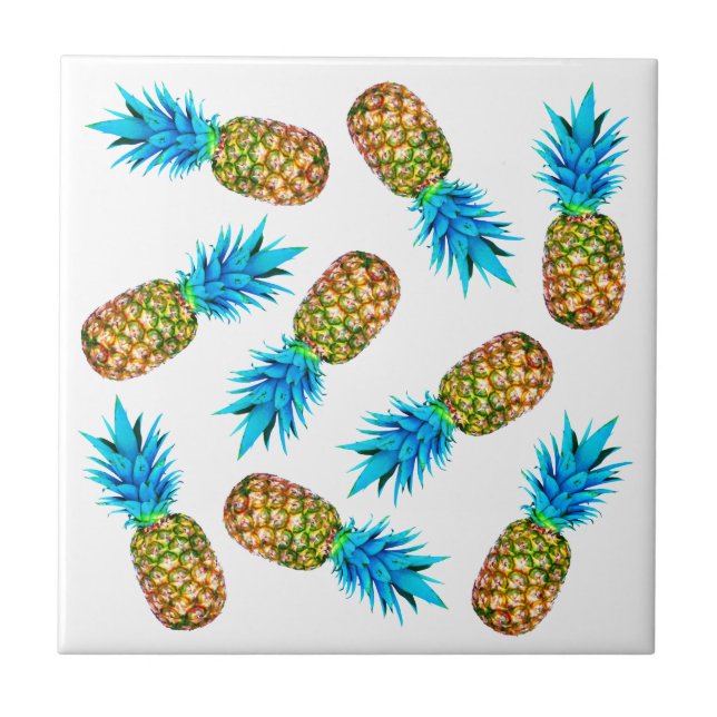 Fancy pineapples ceramic tile (Front)