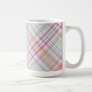 Fancy Pink and Green Geometric Plaid Coffee Mug