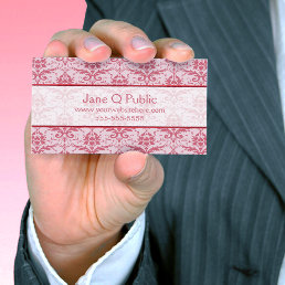 Fancy Pink and Mauve Damask Business Card