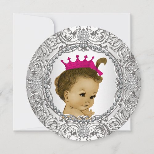 Fancy Pink and Silver Baby Girl Shower Invitation