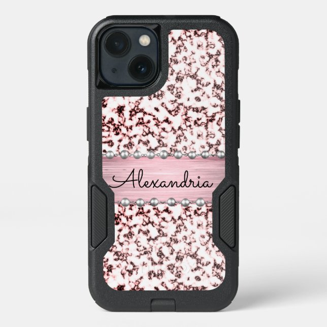 Fancy Pink Blush Marble Otterbox iPhone Case (Back)