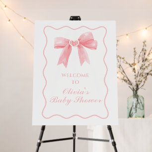 Fancy Pink bow and gingham preppy baby shower Foam Board