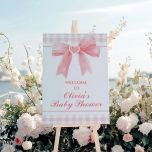 Fancy Pink bow and gingham preppy baby shower Foam Board