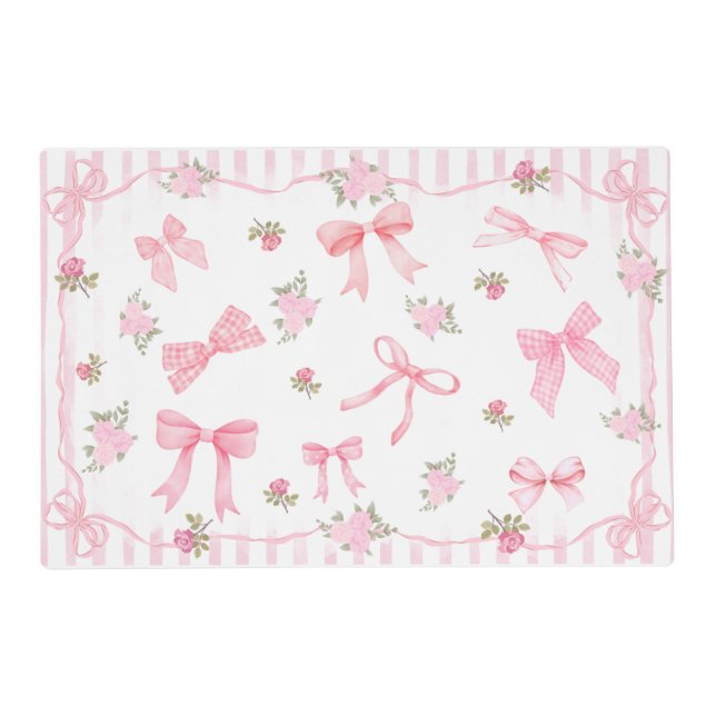 Fancy Pink Bow Party Placemat (Front)