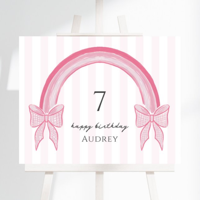 Fancy Pink Bow Rainbow Coquette Birthday Foam Board (Creator Uploaded)