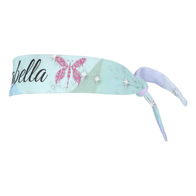 Fancy Pink Butterfly Tie Headband (Rotate 90)