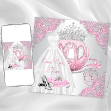 Fancy Pink Cinderella Princess Birthday Party Invitation