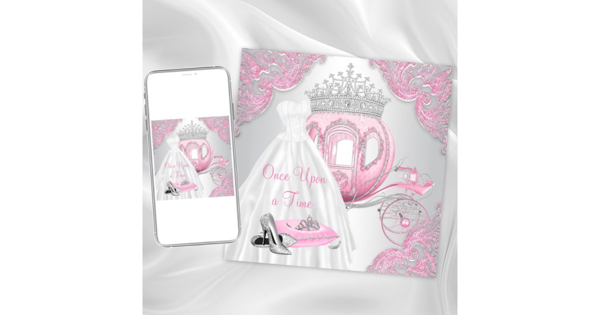 Fancy Pink Cinderella Princess Birthday Party Invitation | Zazzle