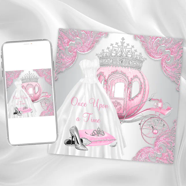 Fancy Pink Cinderella Princess Birthday Party Invitation | Zazzle