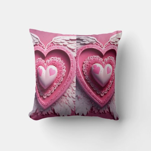 Fancy pink color printed through pillow throw pillow