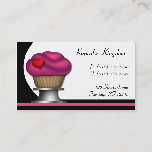 Fancy Pink Cupcake Pedestal Business Cards (Front)