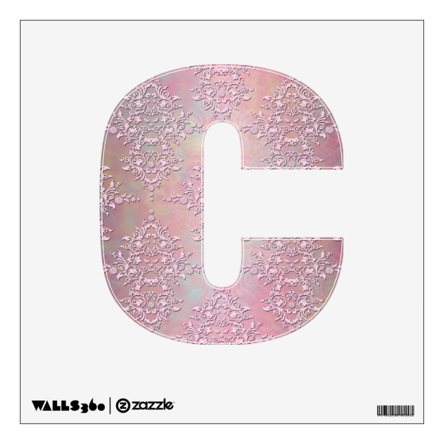 Fancy Pink Damask Letter "C" Wall Decal (Front)