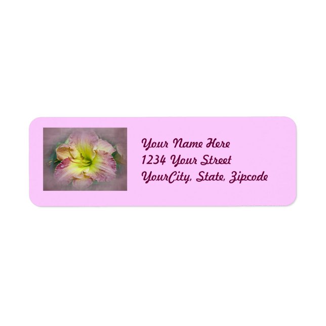 Fancy Pink Daylily Blossom Label (Front)