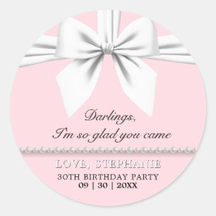 Fancy Pink Elegant Tiffany Birthday Thank You Classic Round Sticker