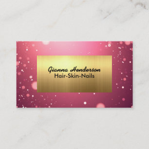 Fancy Pink Glitter And Gold Business Card