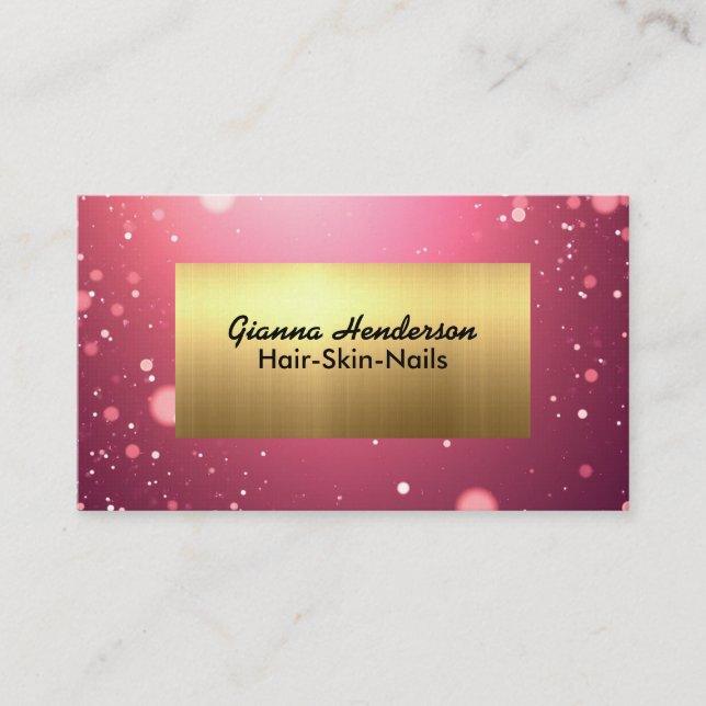 Fancy Pink Glitter And Gold  Business Card (Front)