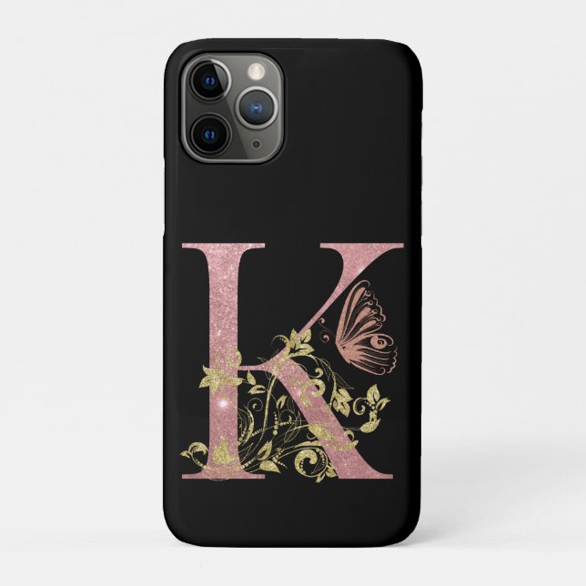 Fancy Pink Glitter Letter K   Case-Mate iPhone Case (Back)