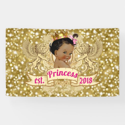 Fancy Pink Gold Glitter African Princess Banner