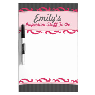 Fancy Pink & Gray Dry Erase Board