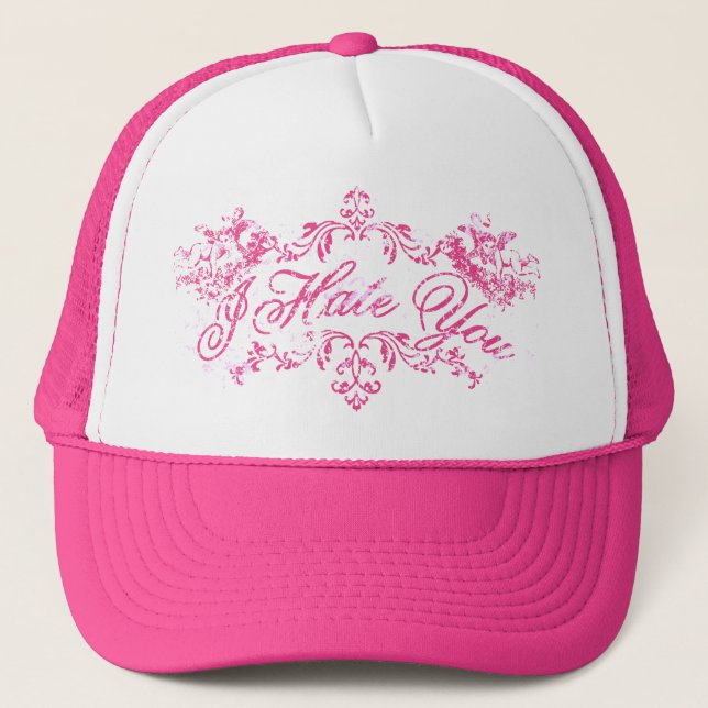 Fancy Pink I Hate You Trucker Hat (Front)