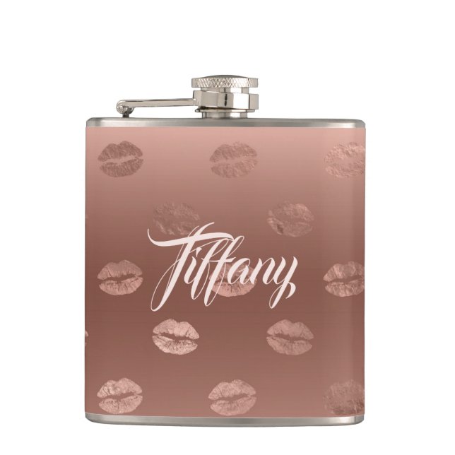 Fancy Pink Kisses  Flask (Front)