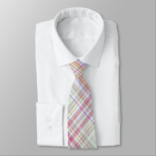 Fancy Pink 'n Green Geometric Plaid Neck Tie