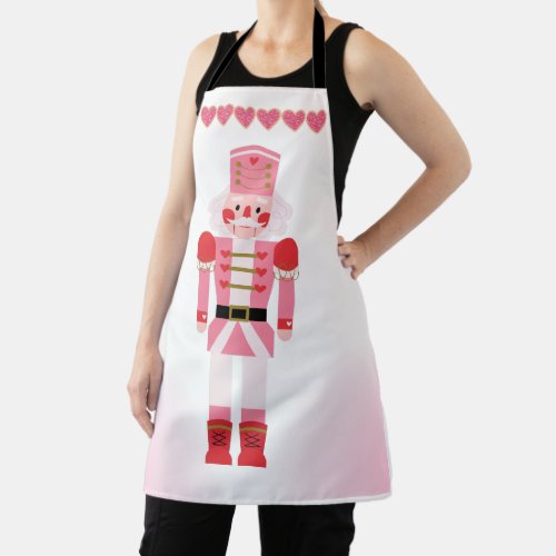 Fancy Pink Nutcracker  Christmas Cookie Hearts  Apron