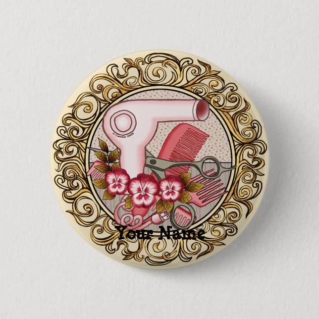 Fancy Pink Pansy Beautician  Button (Front)