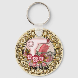Fancy Pink Pansy Beautician Keychain