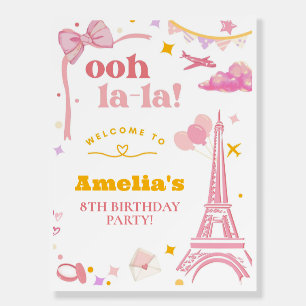 Fancy Pink Paris Eiffel Tower Party Welcome Sign