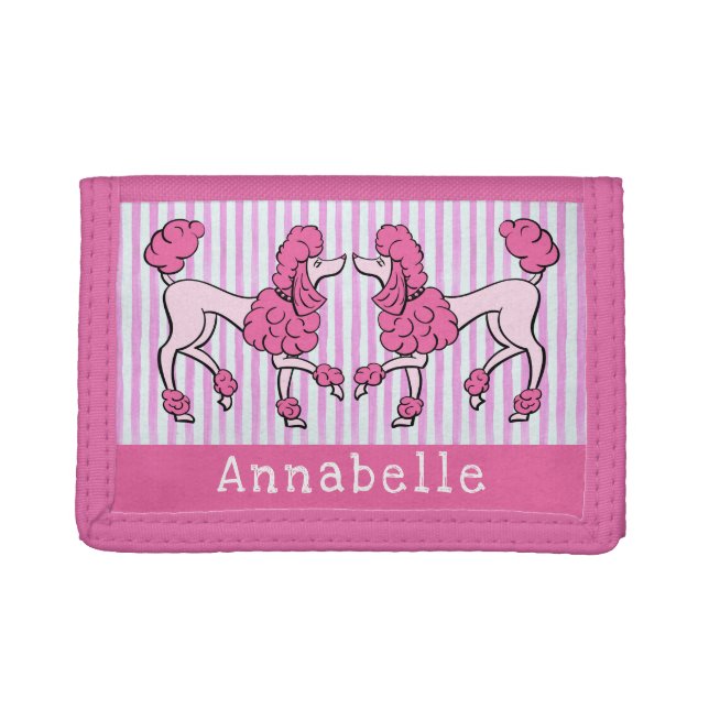 Fancy Pink Poodle Tri-fold Wallet (Front)