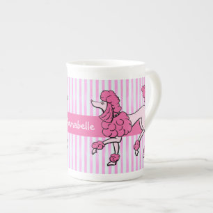 Fancy Pink Poodles Personalize Bone China Mug