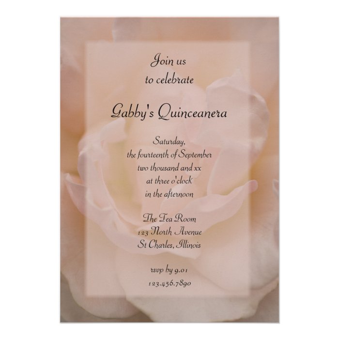 Fancy Pink Rose Quinceanera Party Invitation